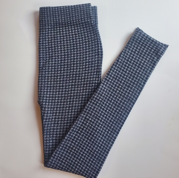 French Laundry Black Gray Houndstooth Leggings Indie Fall Neutral Size L/XL - Picture 1 of 16